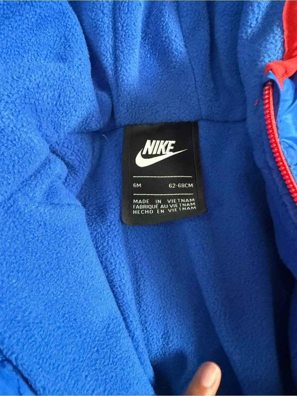 Winter puffer Nike Blue & Navy Infant Puffer One-Piece Snowsuit with Red Trim